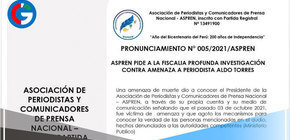 ASPREN pide a la fiscalía profunda investigación contra amenaza a periodista Aldo Torres