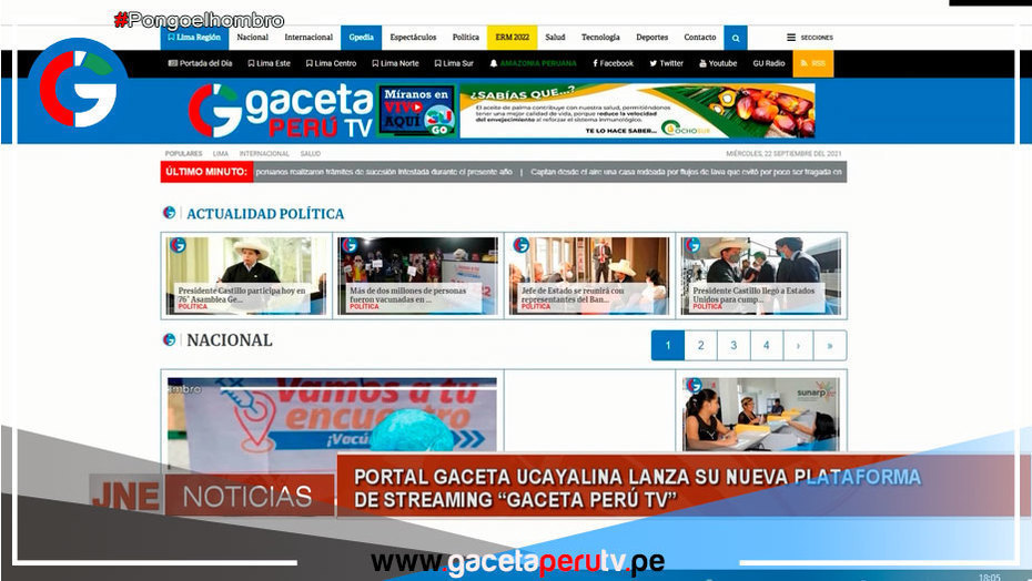 JNE TV saluda al Grupo Gaceta Ucayalina por el lanzamiento de nuevo Portal de Noticias a nivel nacional