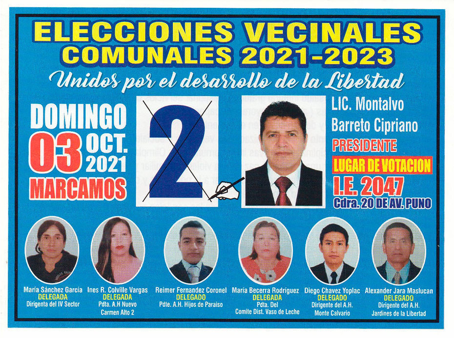 Lic. Montalvo Barreto con la Lista 2 en las Elecciones Vecinales Comunales 2021-2023 en Comas