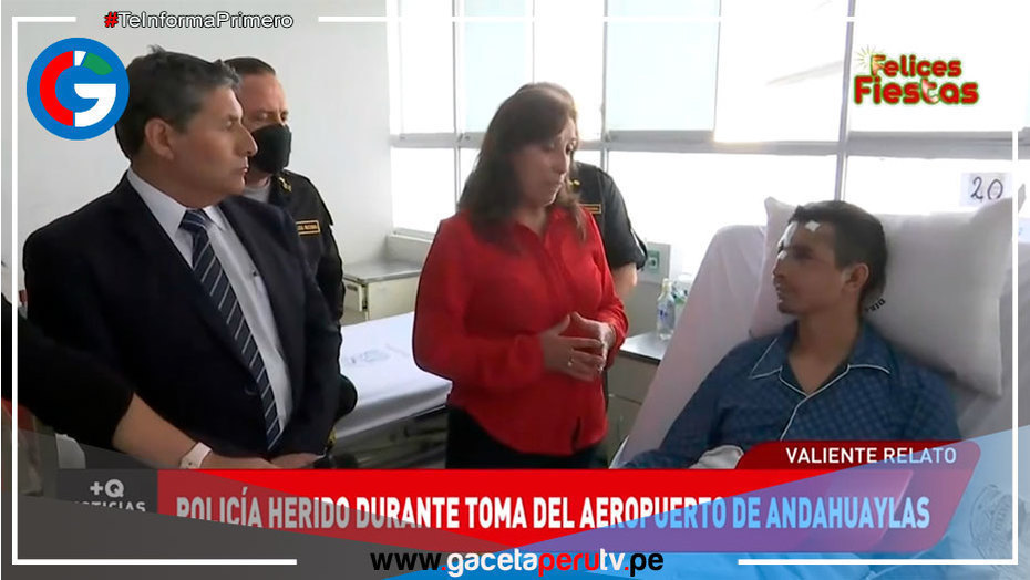 Boluarte visitó a policías heridos durante manifestaciones