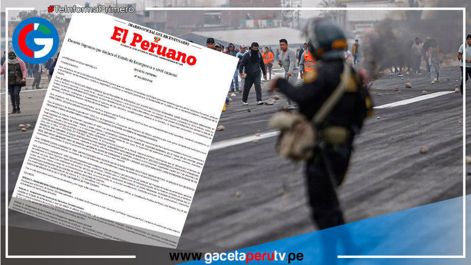 Oficializan Estado de Emergencia por 30 días a nivel Nacional