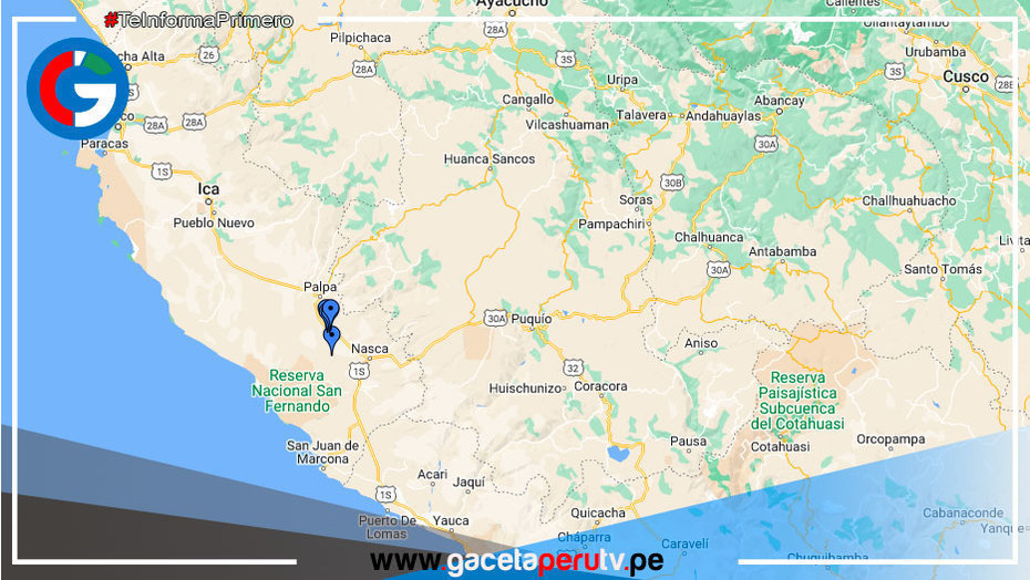 Provincia iqueña de Nazca fue remecida esta tarde con fuerte sismo