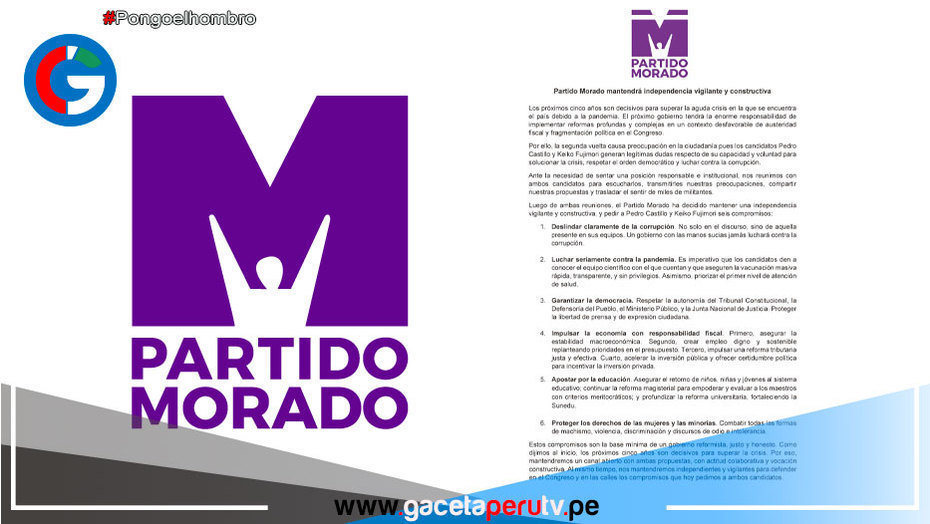 Partido Morado: Aseguran que el presidente Castillo debe presentar su renuncia
