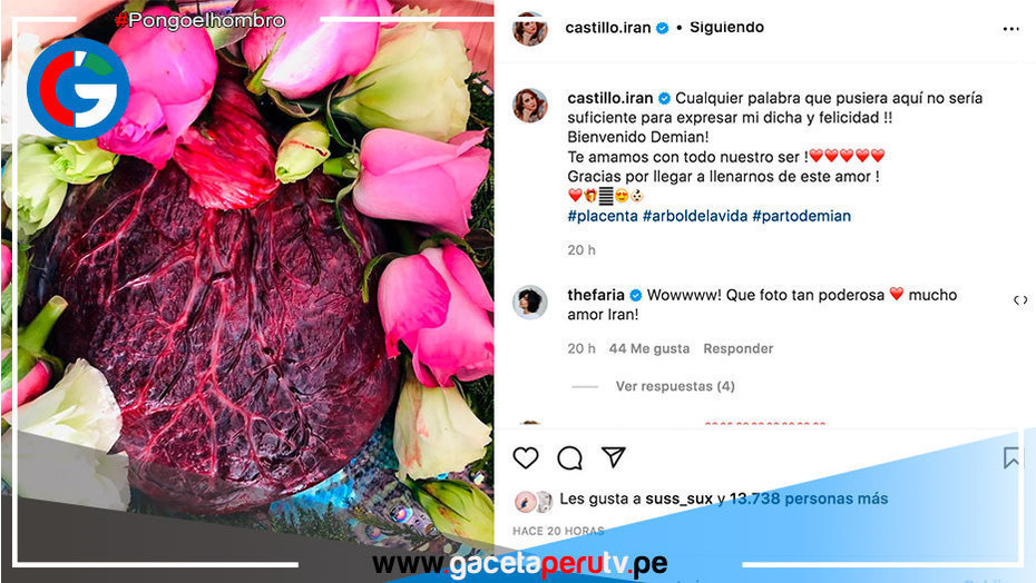 Irán Castillo se convirtió en mamá a sus 45 años de edad