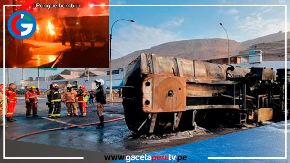 Choque entre una cisterna y auto genera incendio en la Panamericana Sur