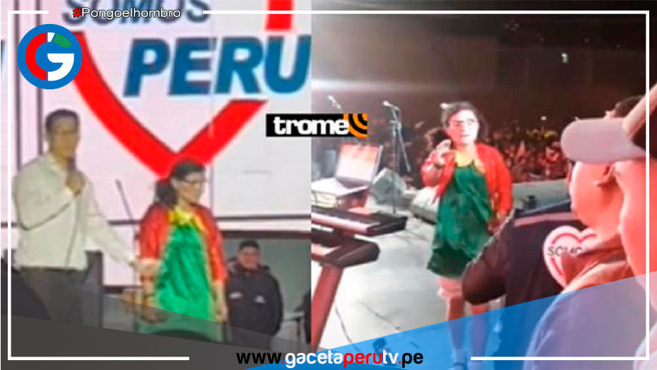 La peculiar ‘Chilindrina Huachana’ se presenta en un mitin por un candidato de Somos Perú y recibe abucheos: “¡Qué se vaya!”