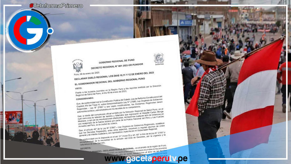 Gobierno Regional Puno declara tres días de duelo por 17 muertes en protestas