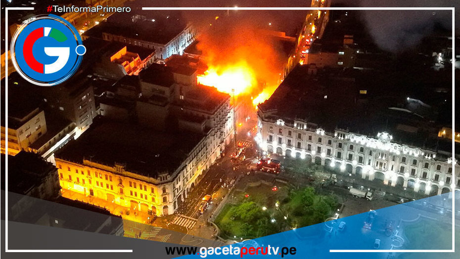 En medio de las protestas se produjo un incendio en un edificio cerca a la Plaza San Martín