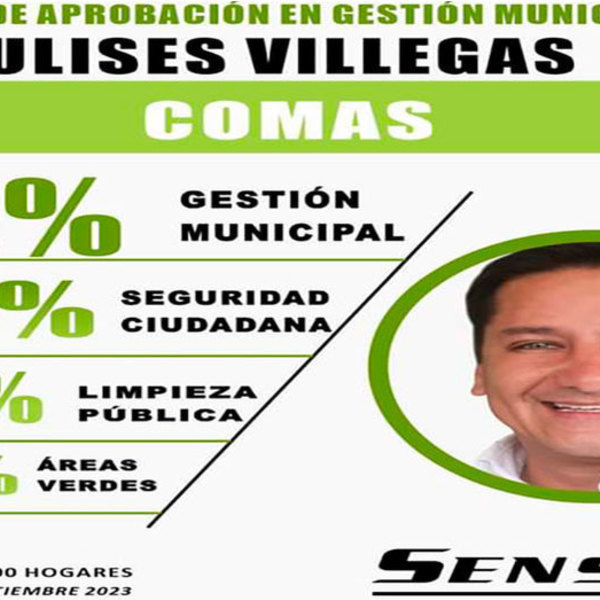 Alcalde de Comas, Ulises Villegas, Alcanza un 78% de Aprobación en su Gestión