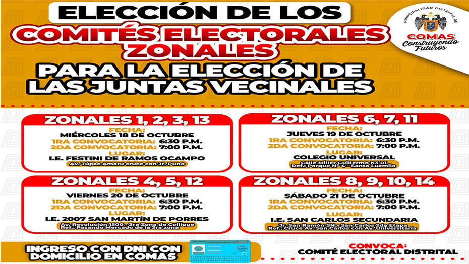 Alcalde de Comas Anuncia Convocatoria Descentralizada para Elección de Comités Electorales