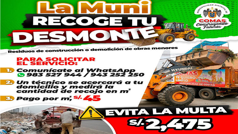 Comas en Acción: Advierten Sanciones Económicas por Arrojo de Desmonte.
