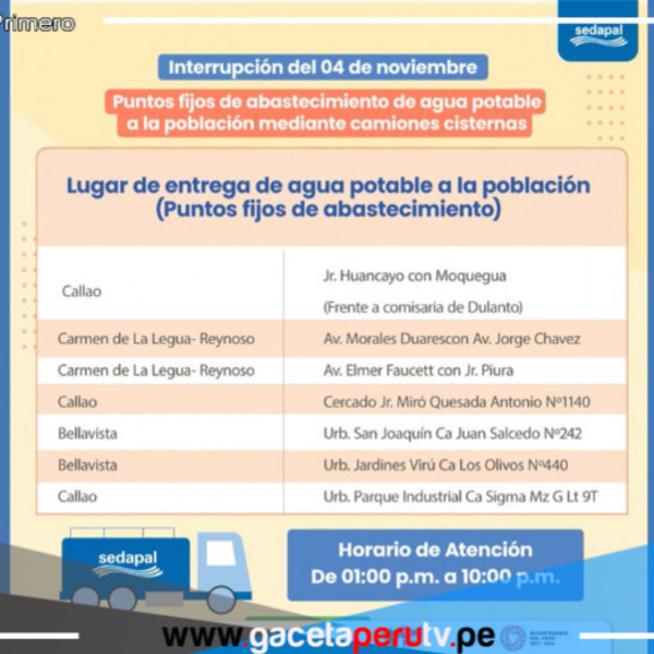 Corte de agua en el Callao hoy, conoce las zonas, horarios y zonas de abastecimiento 