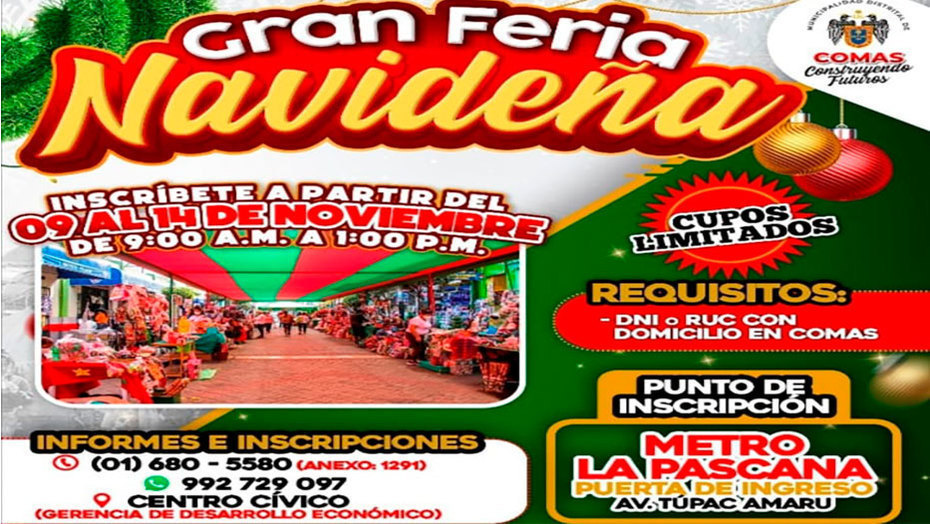 Emprendedores de Comas tienen una ventana de oportunidad para esta Navidad