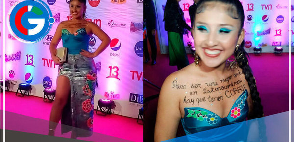 Milena Warthon en la alfombra roja del festival de Viña del Mar 2023