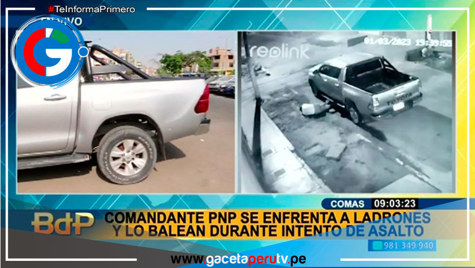 Comandante PNP queda herido de bala tras frustrar el robo de su camioneta