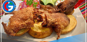 Hoy fin de semana degustamos de un plato típico "Cuy Chactado"