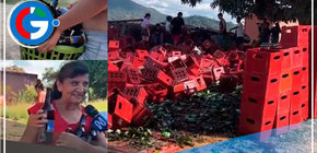 Moyobamba: Se vuelca camión con cajas de cerveza y vecinos “recogen” botellas