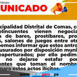 Alcalde de Comas emite un comunicado contra delincuentes que quieren aperturar locales cerrados