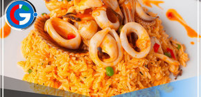 Hoy sábado degustamos un delicioso Arroz con Mariscos