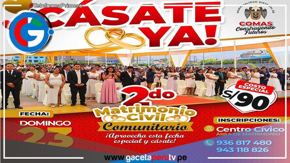 Municipalidad de Comas celebrará II Matrimonio Civil Masivo