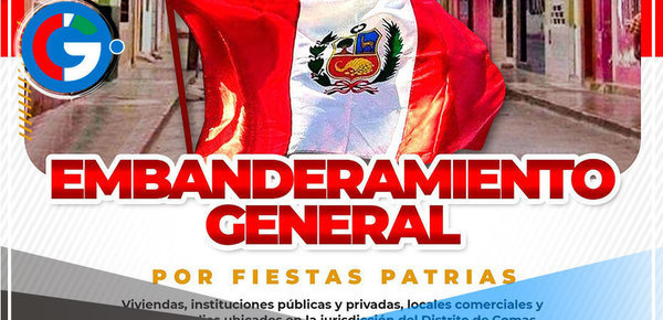 Alcalde de Comas impulsa espíritu patriótico en el distrito con embanderamiento por fiestas patrias