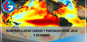 Registran  lluvias ligeras y puntuales entre julio y setiembre