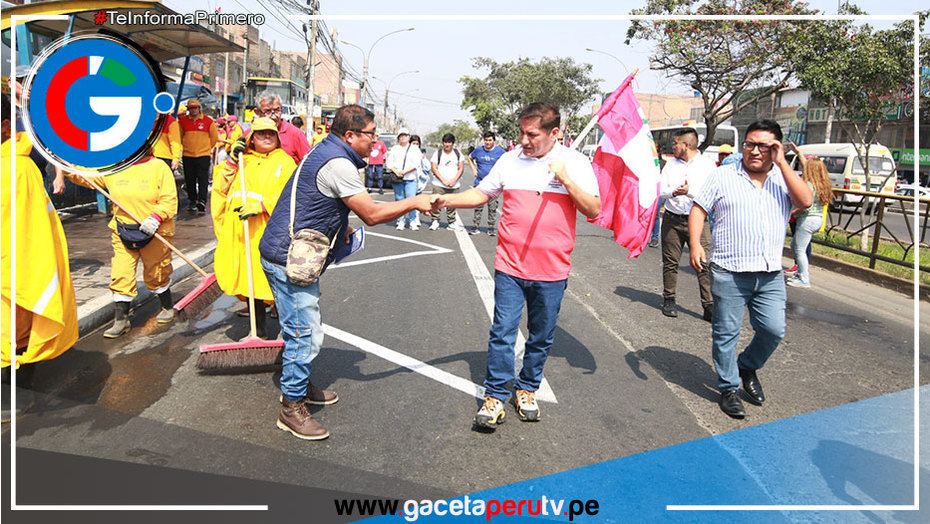 Alcalde de Comas lidera acciones de limpieza y embellecimiento para el Gran Desfile Cívico Escolar