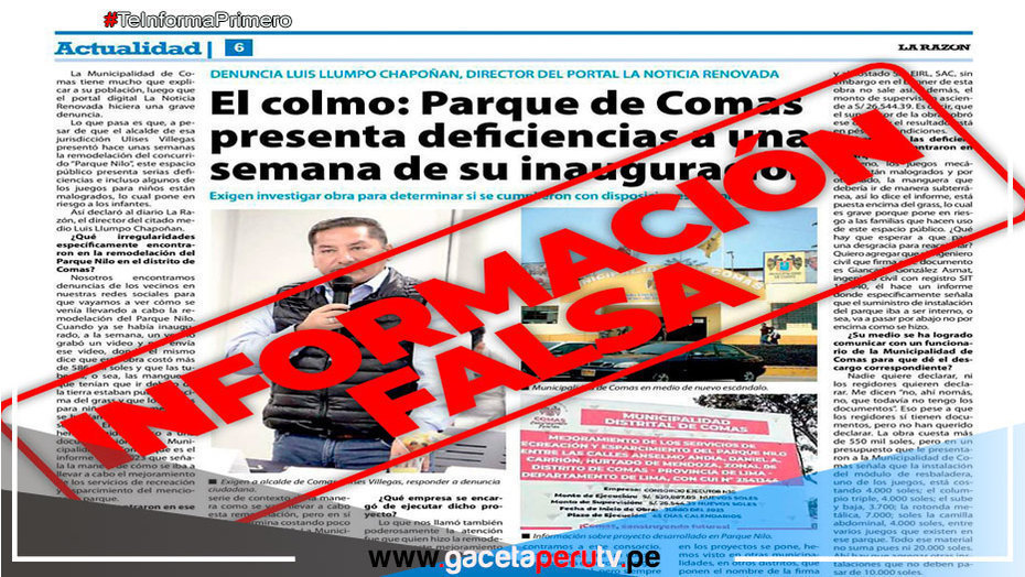 Vecino de Comas Denunciará a Diario La Razón y Periodista por Difundir Información Falsa