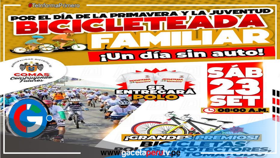 Alcalde de Comas Promueve Bicicleteada Familiar en el Día Mundial Sin Auto