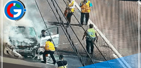 Vehículo se prende fuego en la Vía Expresa de Miraflores cerca de la estación Ricardo Palma