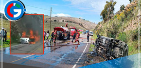 Puno: Chofer termina envuelto en llamas al incendiarse su taxi 