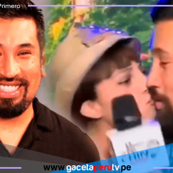 Joven actriz besa a Aldo Miyashiro en plena entrevista