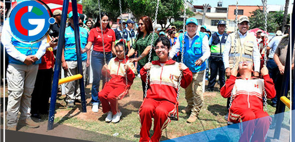 San Juan de Miraflores: Entregan minigimnasio y juegos infantiles construidos con acero