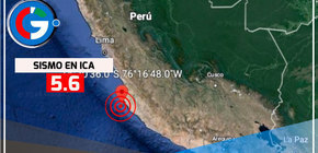 Cuatro temblores sacuden la región Ica en menos de una hora
