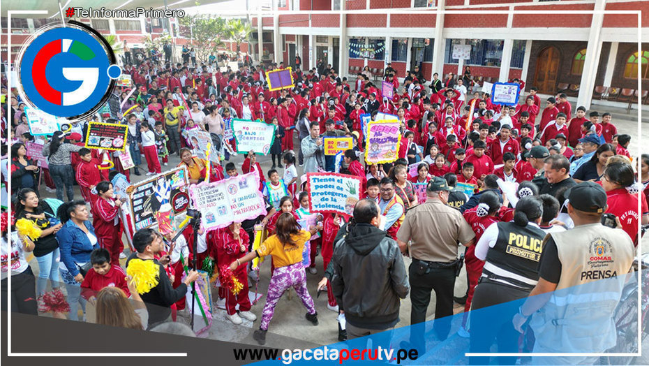 Alcalde de Comas Ulises Villegas y Jefe Policial Visitan Colegio Fe y Alegría N° 11