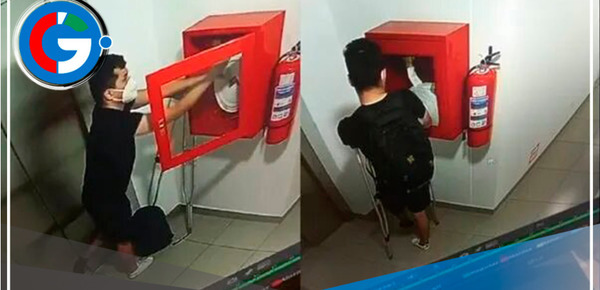 Hombre con muletas se roba dos mangueras contra incendios en Surco