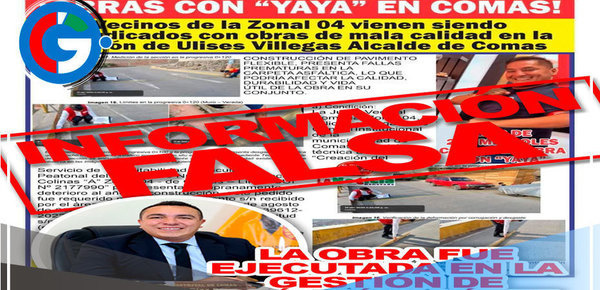 Medio de comunicación difunde información falsa sobre alcalde de Comas