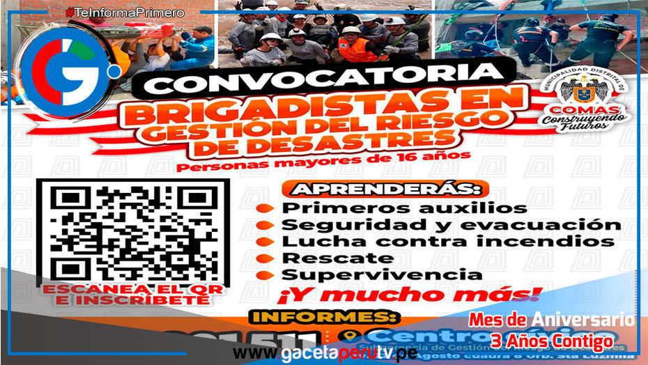 Alcalde de Comas convoca a jóvenes para ser brigadistas voluntarios