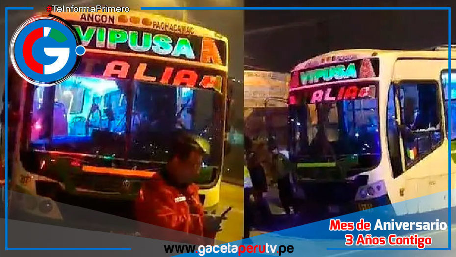 Sicarios balean bus de VIPUSA en Ancón