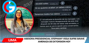 Asesora presidencial Stephany Vega sufre grave amenaza de extorsión