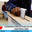 Congreso amplía plazo de afiliación electoral 2026