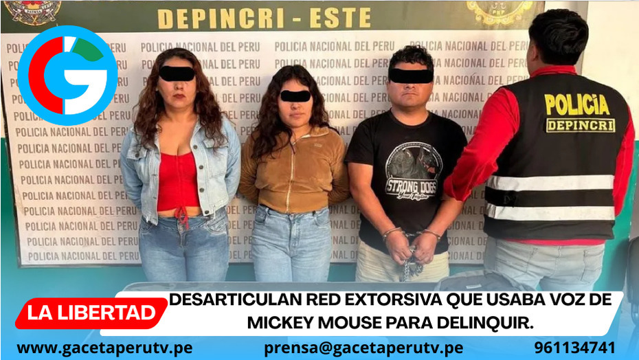 Desarticulan red extorsiva que usaba voz de Mickey Mouse para delinquir.
