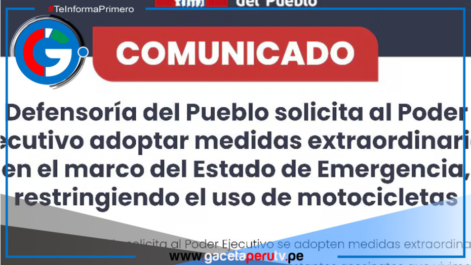 Defensoría pide que prohíban motos lineales desde las 6 p.m. en Lima y Callao