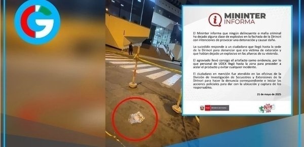 Víctima de amenaza trasladó artefacto explosivo hasta sede policial 