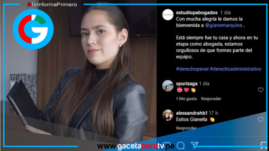 Melissa Klug celebra ingreso de su hija Gianella Marquina a prestigioso estudio de abogados