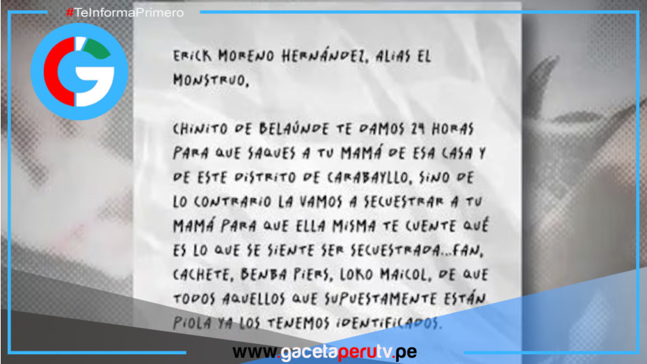 Amenazan con secuestrar a la mamá de ‘El Monstruo’: “Te damos 24 horas para que la saques de esa casa”