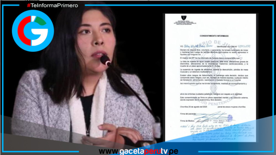 Betssy Chávez podría fallecer en 3 días si sigue huelga de hambre seca