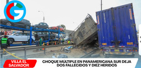 Choque múltiple en Panamericana Sur deja dos fallecidos y diez heridos