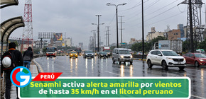 Senamhi activa alerta amarilla por vientos de hasta 35 km/h en el litoral peruano