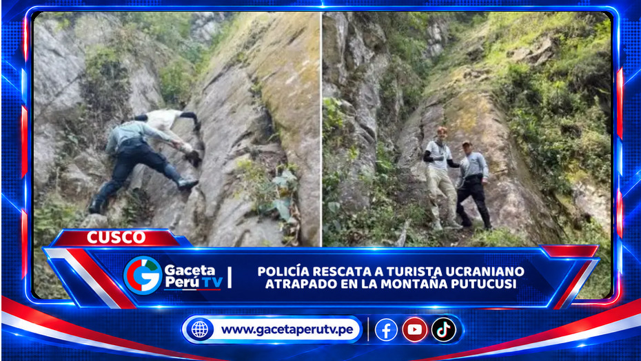 Policía rescata a turista ucraniano atrapado en la montaña Putucusi